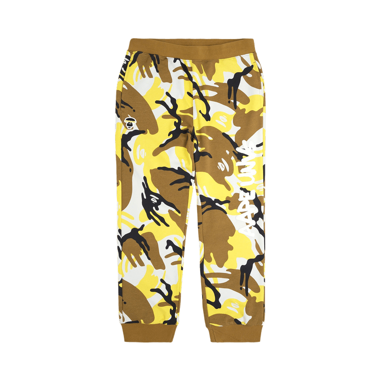 AAPE Moonface Camo Patterned Sweatpants 'Yellow/Beige'