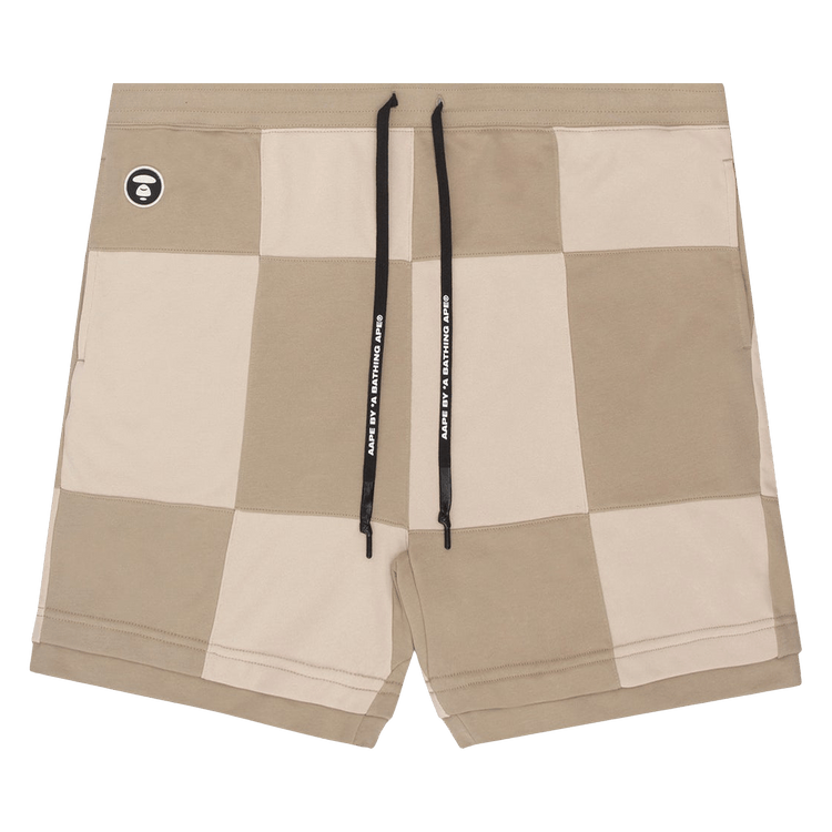 AAPE Moonface Check Sweat Shorts 'Beige'