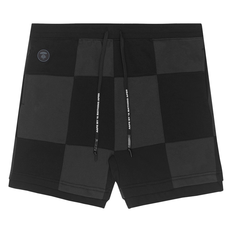 AAPE Moonface Check Sweat Shorts 'Black'