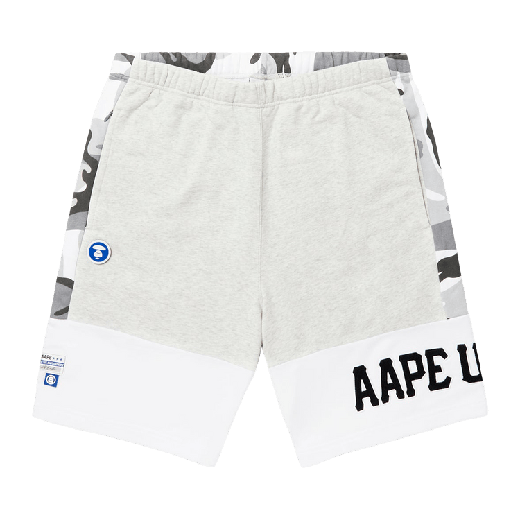 AAPE Moonface Camo Panelled Sweat Shorts 'White/Heather'