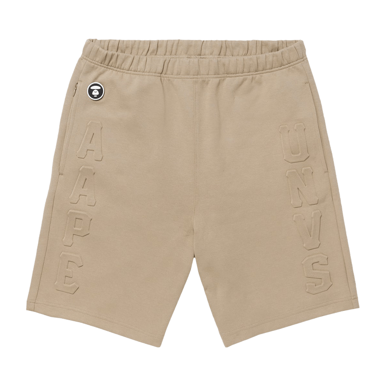 AAPE Moonface Logo Embossed Sweat Shorts 'Beige/Red'