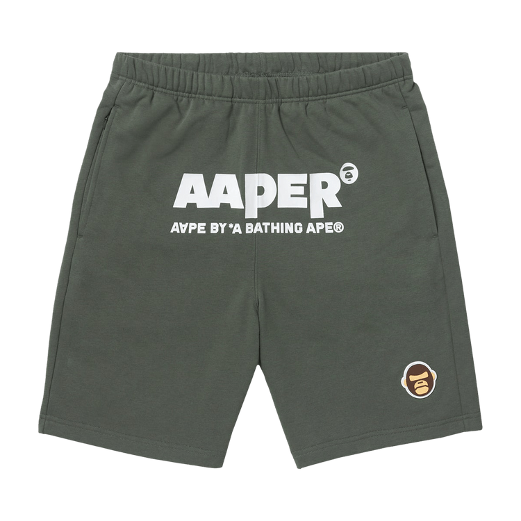 AAPE r Alfa Patch Sweat Shorts 'Khaki/Grey'