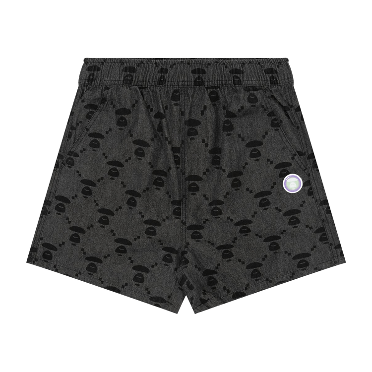 AAPE Moonface Patterned Denim Shorts 'Black/Light'