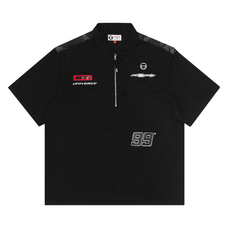 AAPE Logo Zip Polo Shirt 'Black'