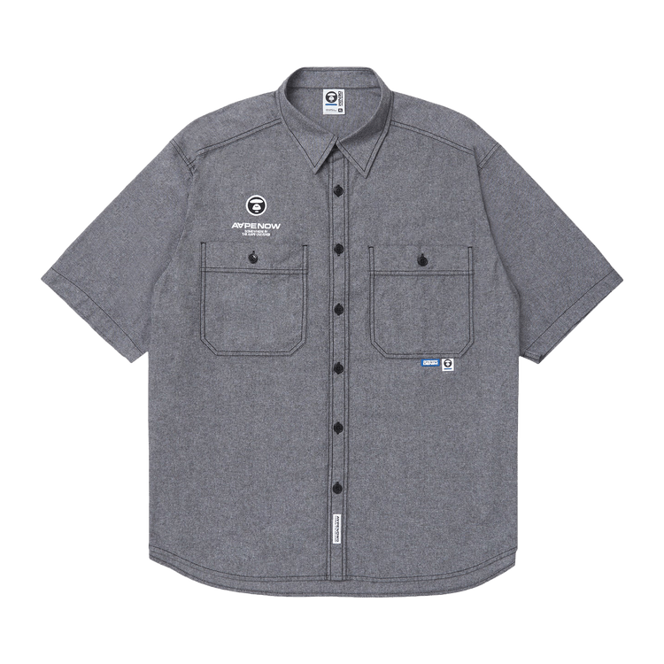 AAPE Moonface Embroidered Short-Sleeve Shirt 'Black'
