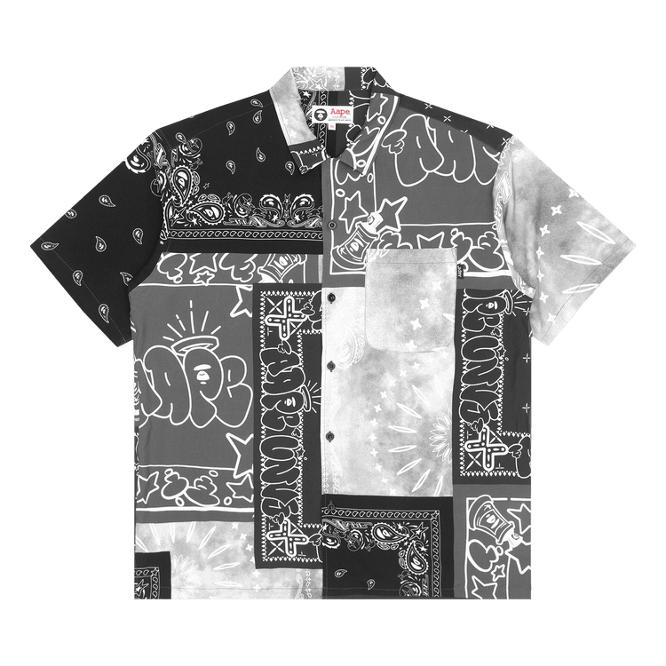 AAPE Moonface Bandana Short Sleeve Shirt 'Black'