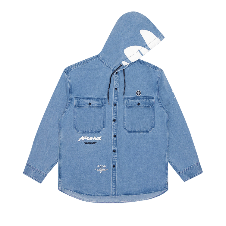 AAPE Moonface Hooded Shirt 'Blue/Light'