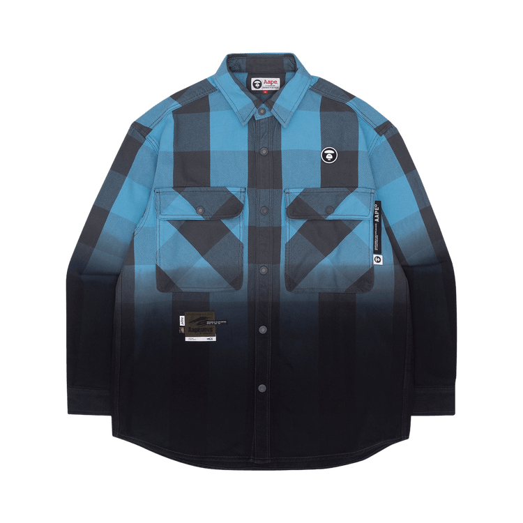 AAPE Moonface Gradient Plaid Shirt 'Blue/Light'