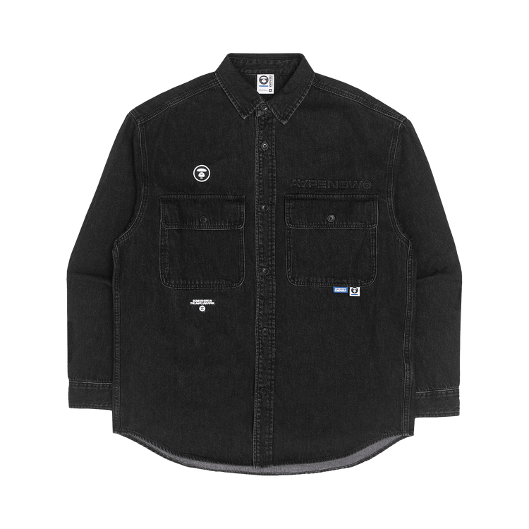 AAPE Moonface Patch Denim Shirt 'Black'
