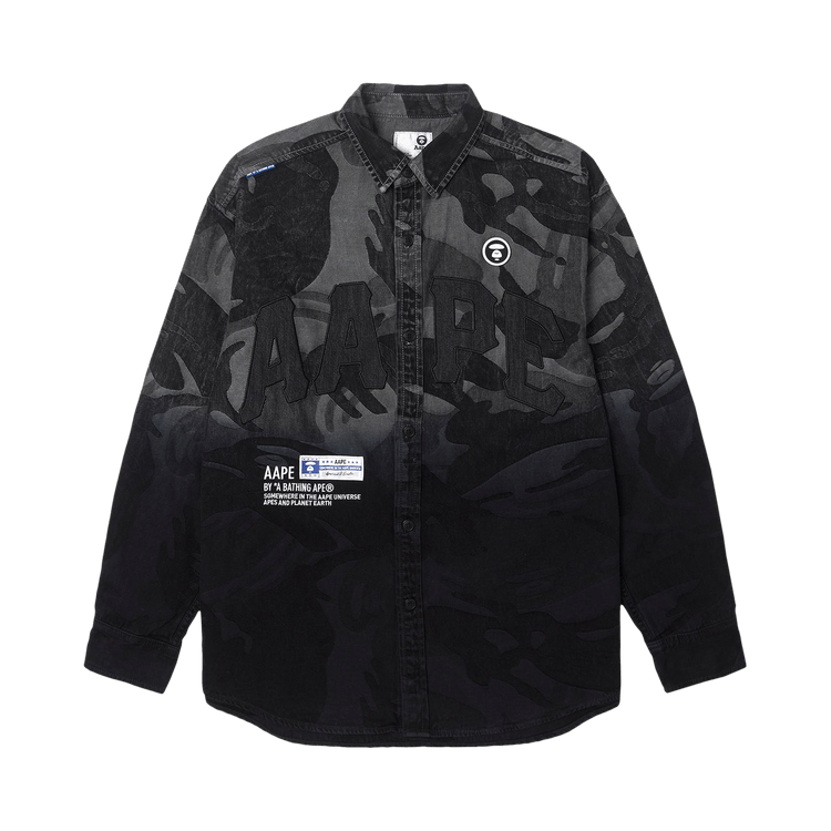 AAPE Moonface Patch Gradient Camo Shirt 'Black'