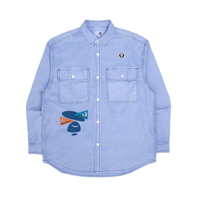 AAPE Moonface Embroidered Graphic Patch Shirt 'Purple/Light'