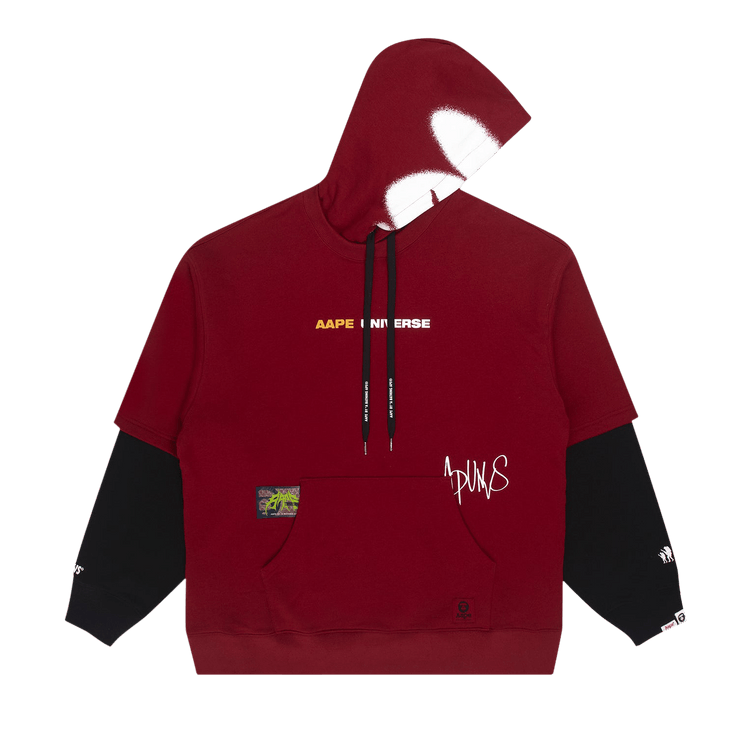 AAPE Moonface Layered Hoodie 'Burgundy'