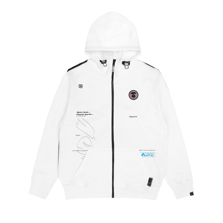 AAPE Moonface Graphic Print Zip-Up Hoodie 'White'