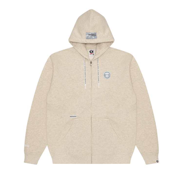 AAPE Moonface Patch Zip-Up Hoodie 'Beige/Heather'