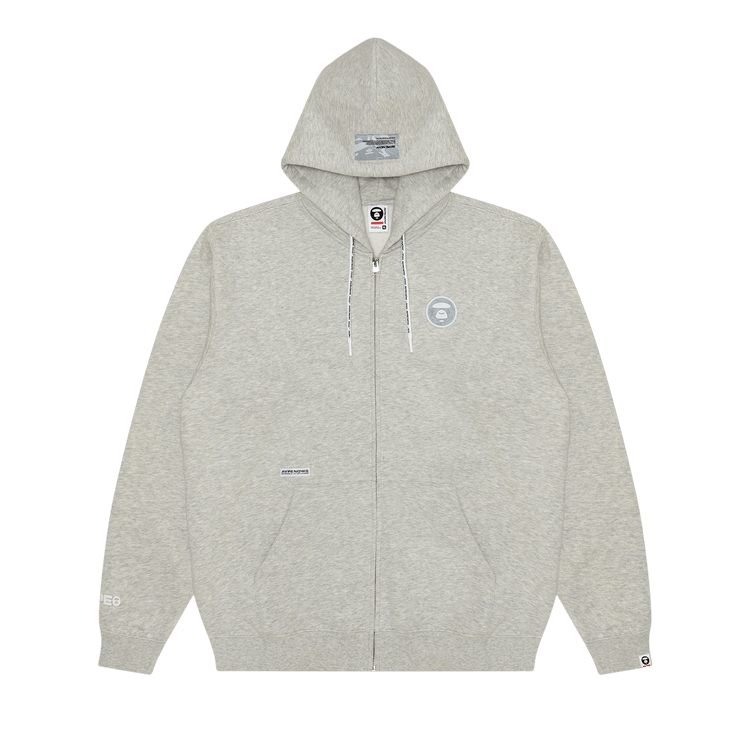 AAPE Moonface Patch Zip-Up Hoodie 'White/Heather'