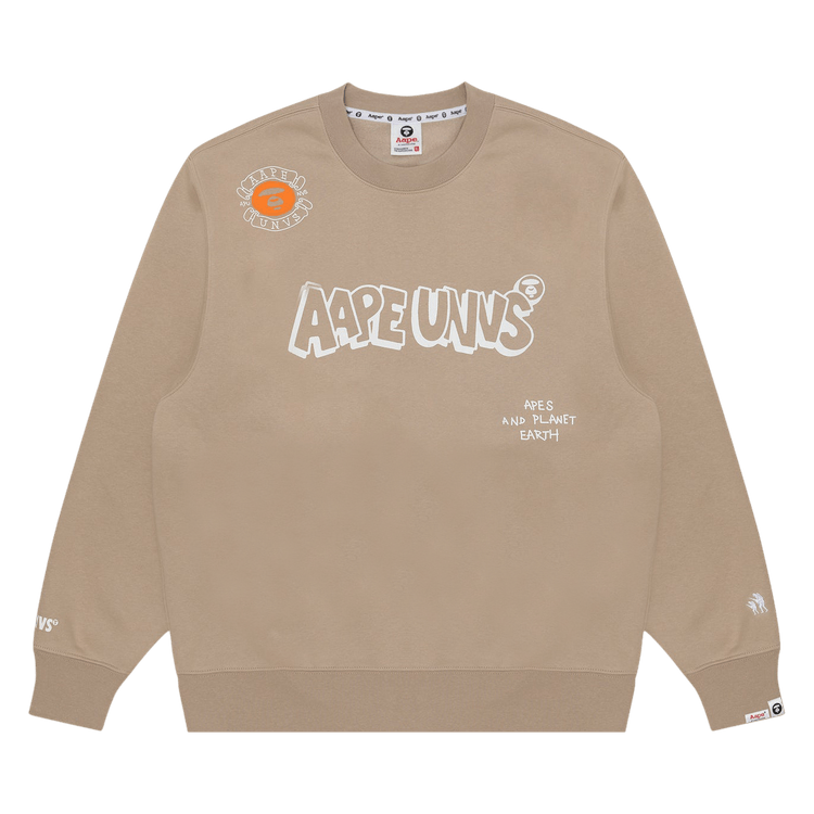 AAPE Moonface Graphic Printed Sweatshirt 'Beige/Grey'