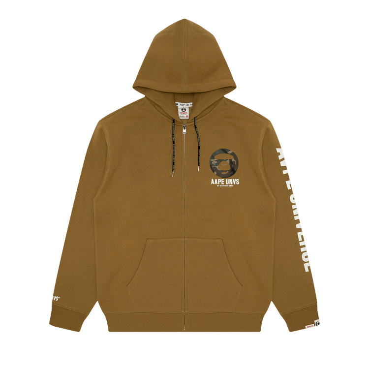 AAPE Moonface Printed Zip-Up Hoodie 'Yellow/Green'