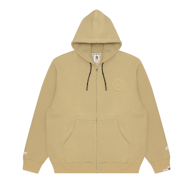 AAPE Moonface Debossed Zip-Up Hoodie 'Ivory/Grey'