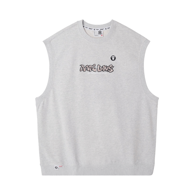 AAPE Moonface Embroidered Sweat Tank Top 'White/Heather'