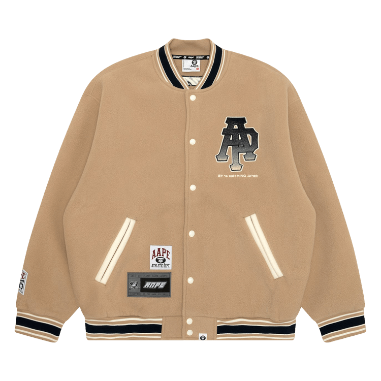 AAPE Logo Varsity Jacket 'Beige/Light'