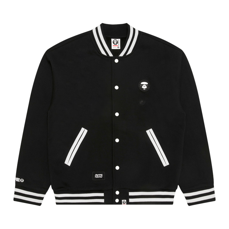 AAPE Now Moonface Varsity Jacket 'Black'