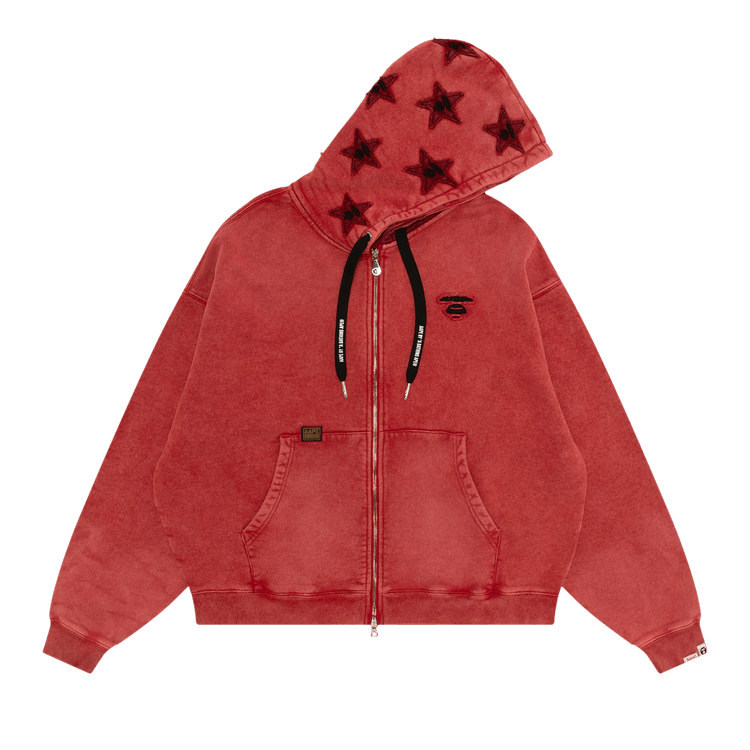 AAPE Moonface Zip-Up Hoodie 'Red'