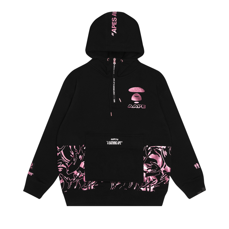 AAPE Quarter Zip Panel Camo Hoodie 'Black'