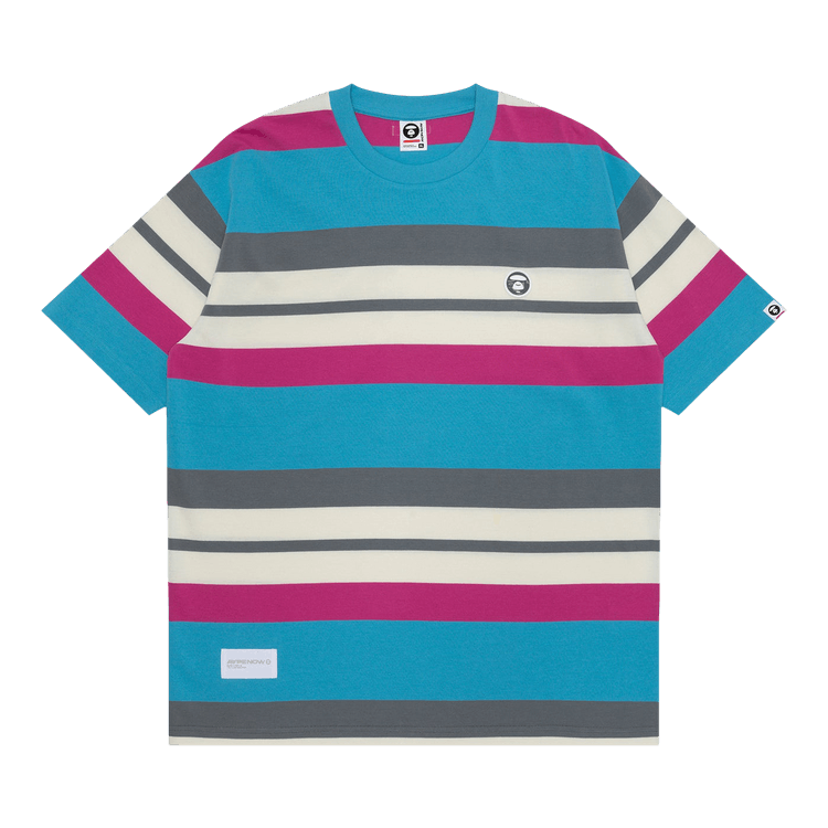 AAPE Moonface Striped Tee 'Blue/Pink'