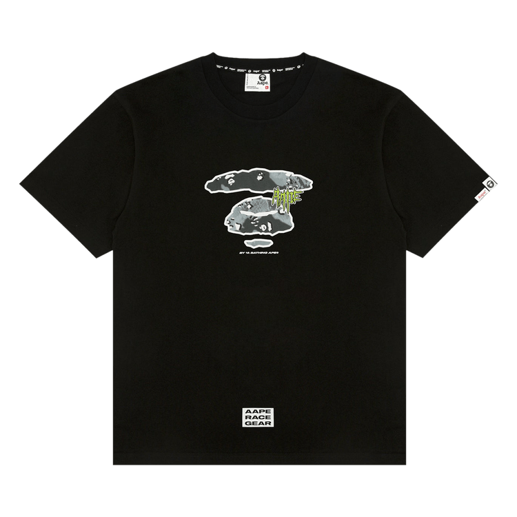 AAPE Camo Moonface Logo Tee 'Black'
