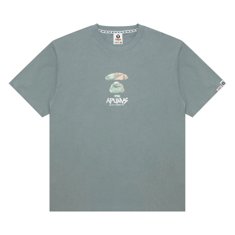 AAPE Unvs Moonface Logo Tee 'Grey/Blue'