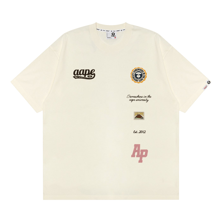 AAPE Unvs Embroidered Logo Tee 'Ivory'