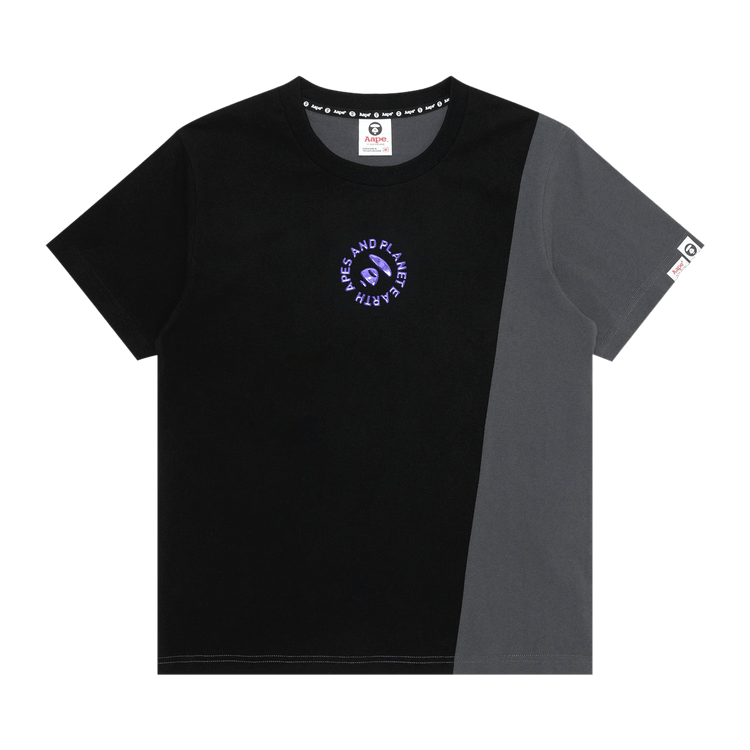 AAPE Moonface Embossed Panelled Tee 'Black'