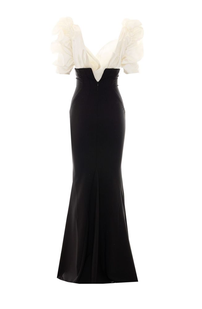 Elisabetta Franchi Ruffled V-Neck Maxi Dress