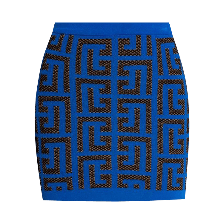 Balmain Monogram Patterned Mini Skirt 'Blue/Black'