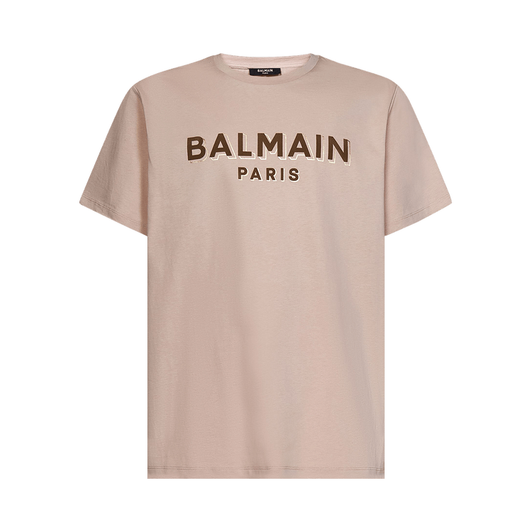 Balmain Oversized Flocked Logo T-Shirt 'Nude/Mole/Gold'