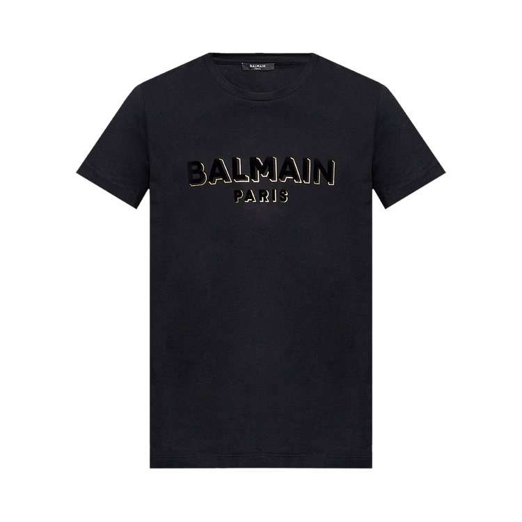 Balmain Flock And Foil T-Shirt 'Black/Silver'