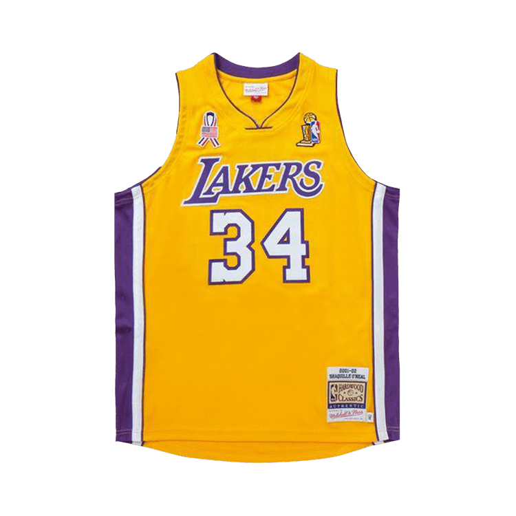 Mitchell & Ness NBA Authentic Los Angeles Lakers 2001 Shaquille O'Neal Jersey 'Light Gold'