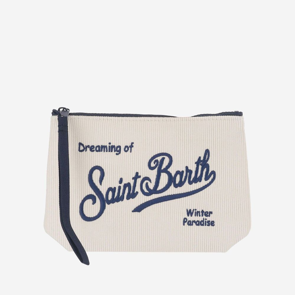 Mc2 Saint Barth Embroidered Corduroy Clutch Bag