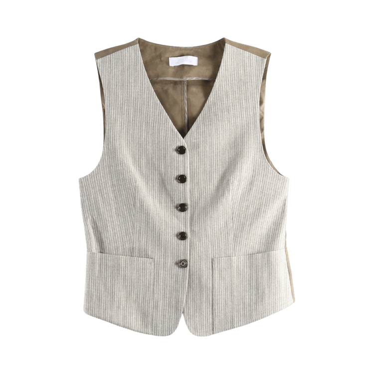 Amomento Stripe Pocket Vest 'Beige'