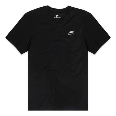 Nike Sportswear Club Embroidered Logo Solid Color Round Neck Short Sleeve Black