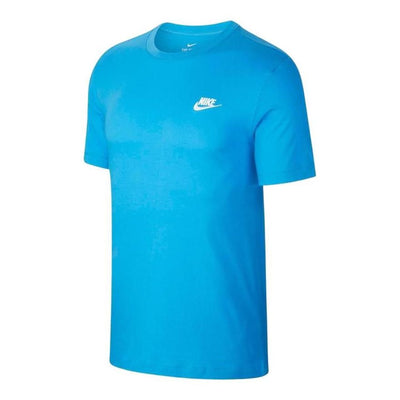Nike Sportswear Club Embroidered Logo Round Neck Short Sleeve Blue