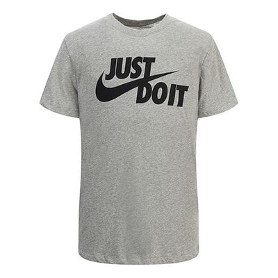 Nike Tee Just Do It Swoosh Casual Sports Round Neck Short Sleeve Gray