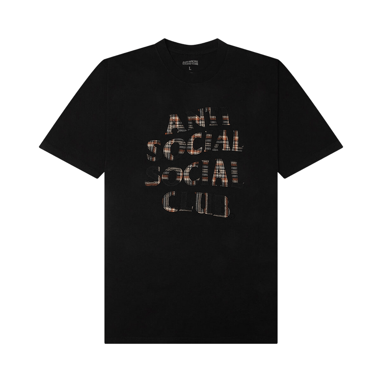 Anti Social Social Club Plaid Applique T-Shirt 'Black/Plaid'