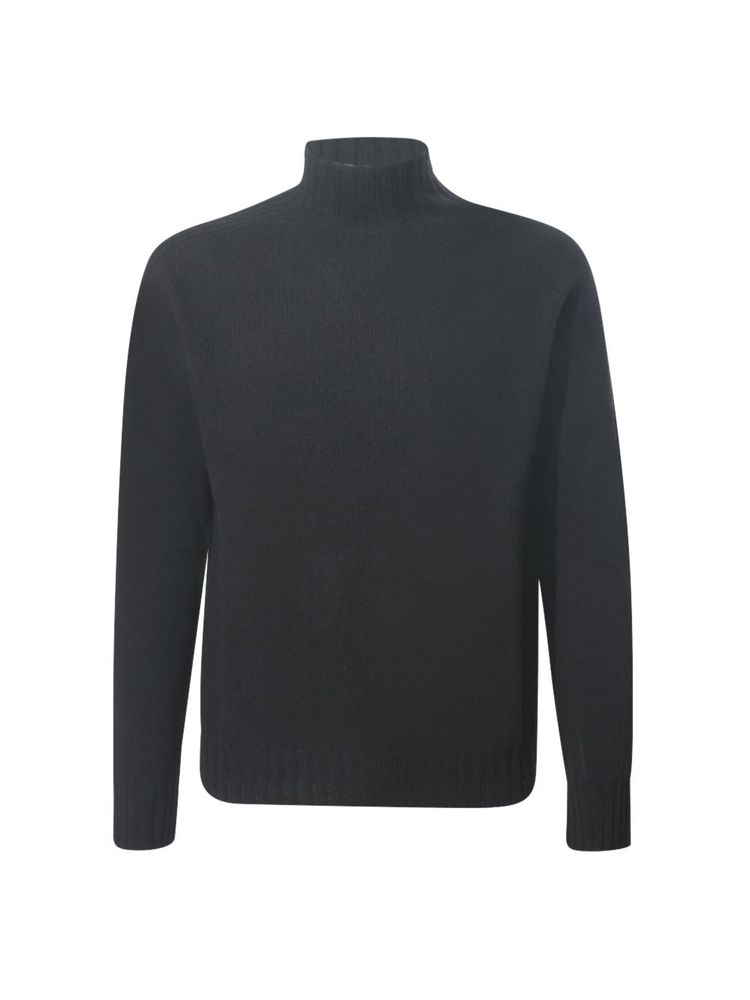 Alpha Studio Ribbed Mock Neck Knitted Sweater