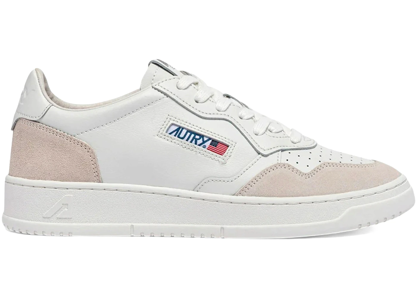 Autry Medalist Leather Low White Leather and Suede