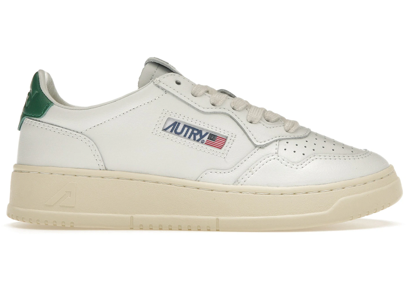 Autry Medalist Leather Low White Green (Women's)