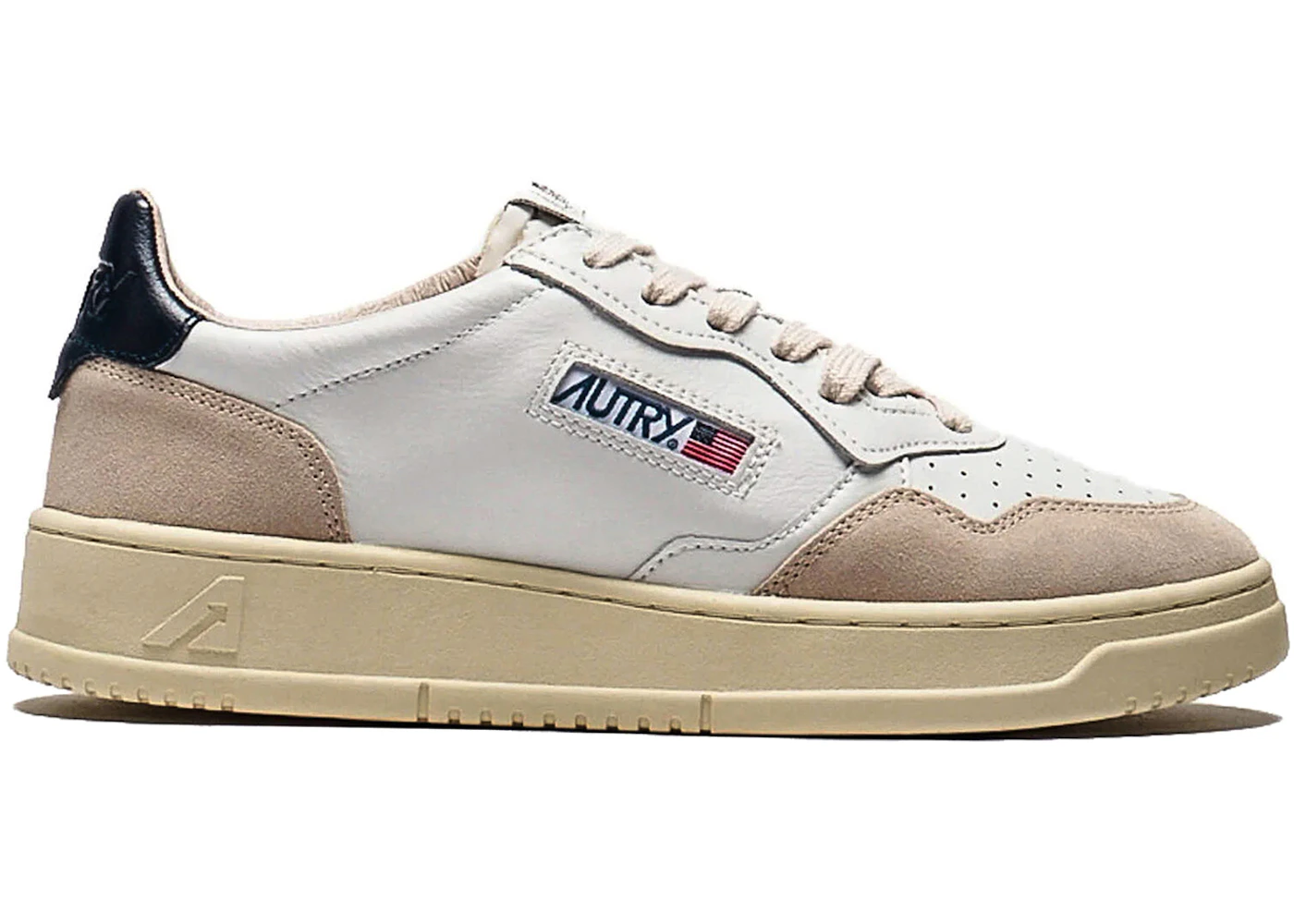 Autry Medalist Leather Low White Blue (Women's)