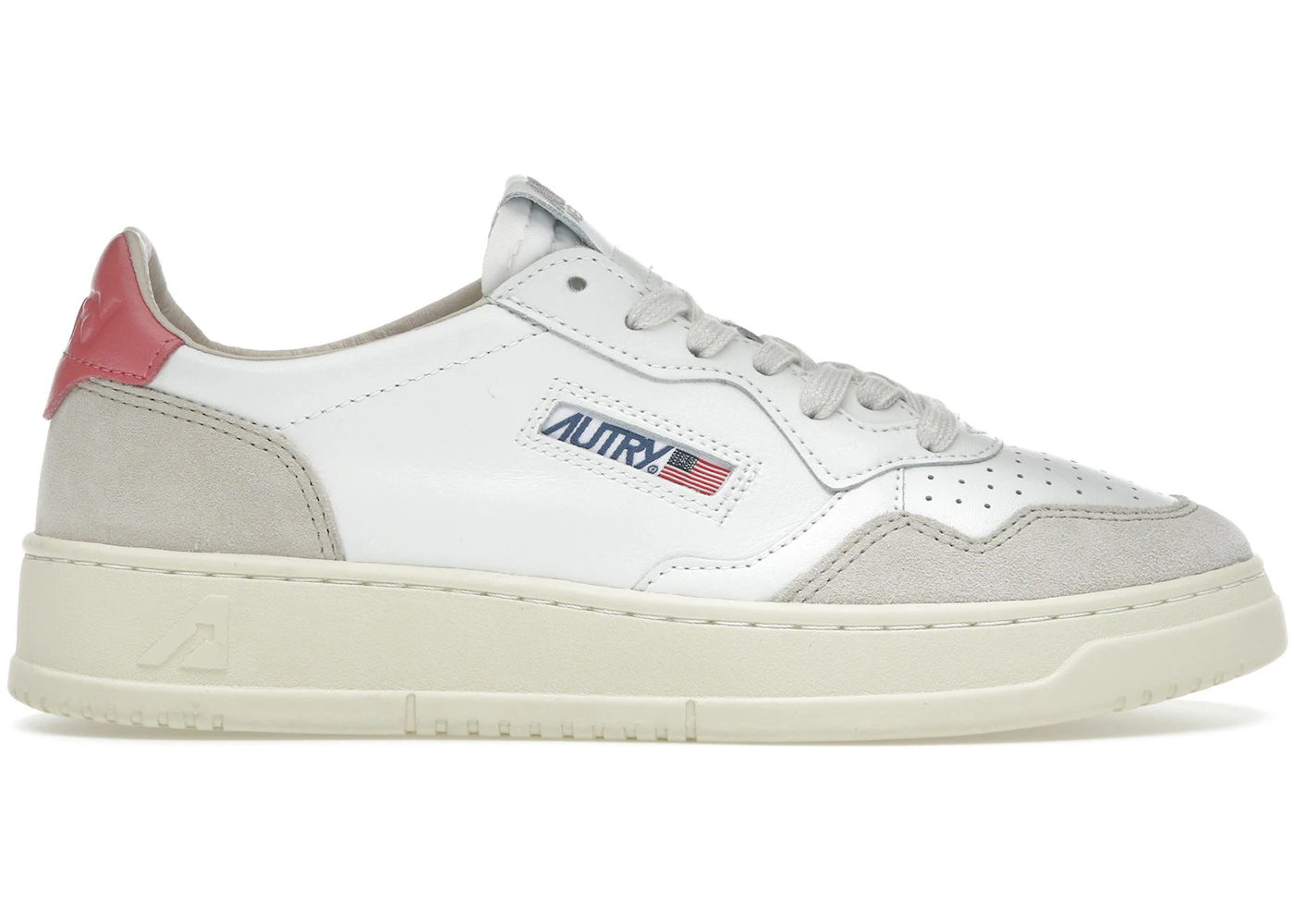 Autry Medalist Leather Low White Tearose Beige (Women's)