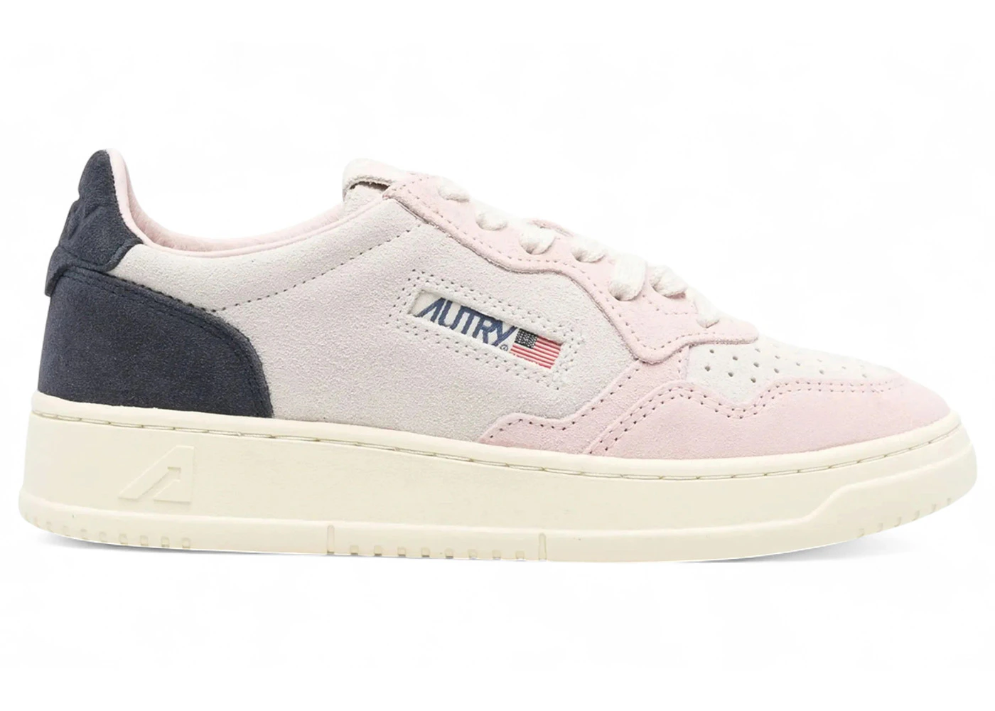 Autry Medalist Low Beige Navy Pink Suede (Women's)