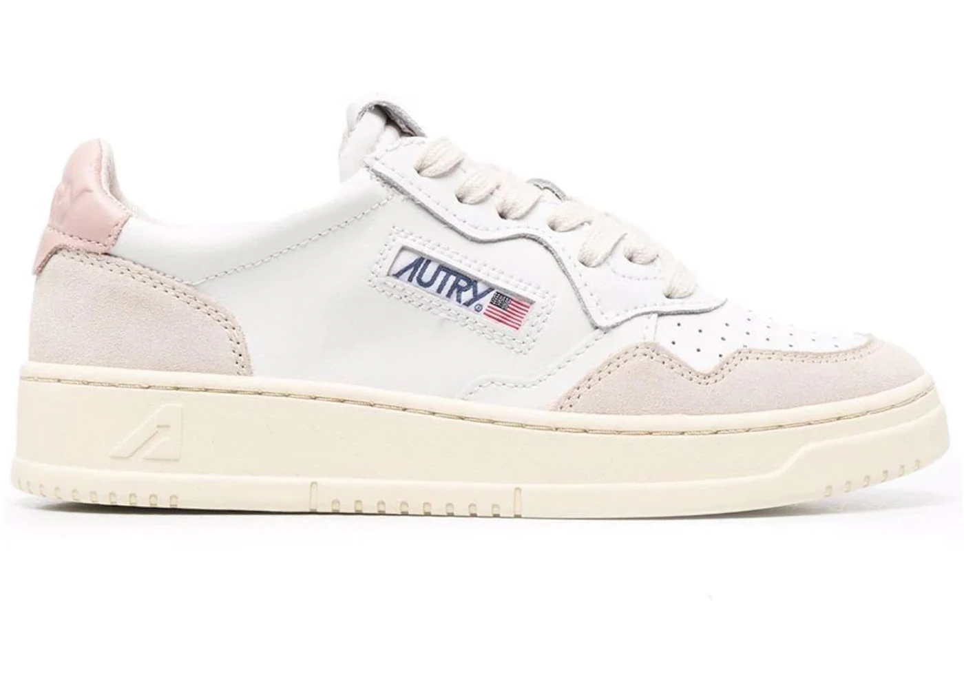 Autry Medalist Leather Low White Pink (Women's)